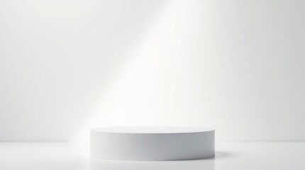 Gray 3D rendering of a podium with abstract figures
