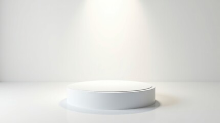 Gray 3D rendering of a podium with abstract figures
