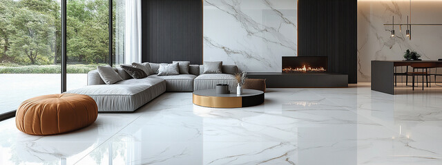 Nowoczesne marmurowe wnętrze, tło dla projektu generative ai.