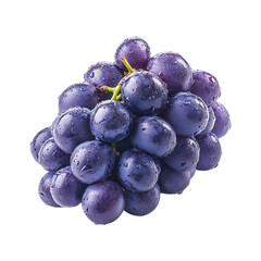 A fresh and realistic bunch of grapes with a rich purple hue, isolated on a transparent background.