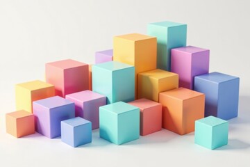 Colorful Cube Boxes on White Background, cube, decor
