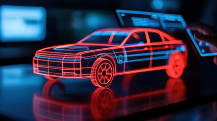 3d holographic car design virtual environment digital art technology showcase futuristic concept