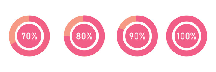 Circle loading or Circular Progress Indicator | Vector Set of percentage chart diagram for infographics on white background.