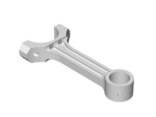 connecting rod technical drawing , structural design strategies, engine parts, model exercises