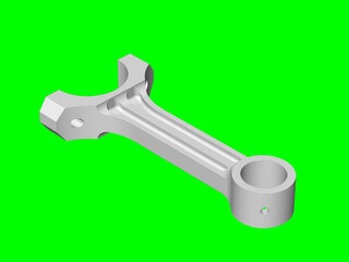 connecting rod technical drawing , structural design strategies, engine parts, model exercises, green screen