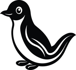 Minimalist of Cute Black & White Penguin with Round Body and Simple Eye