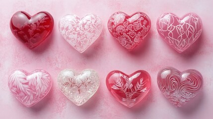 Pink hearts, floral patterns, Valentine's Day, romantic background, greeting card