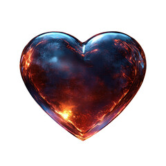 3D red geometric heart isolated on white background.