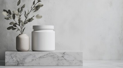 Gray Jar with Simple White Text on Light Gray Base