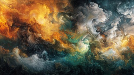 Ethereal landscape fluid art with swirling colors and textures