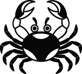 Silhouette Crab with Big Claws Illustration, Black, Seafood, Animal, Isolated