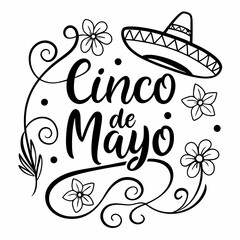 Stylish Handwritten Cinco de Mayo Lettering – High-Quality Vector