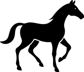 Black Horse Silhouette Running 