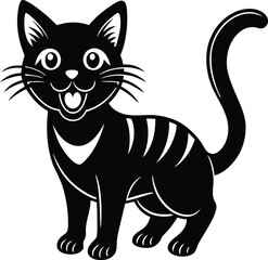 Black Cat Illustration, Stand, Pet, Silhouette, Domestic Feline, Mammal, Isolated, Tail Up
