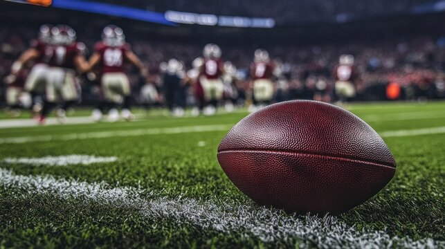 American Football Game, Stadium, Action, Ball on Field