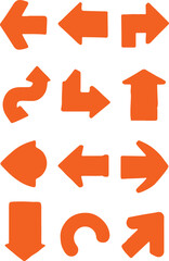 Collection of Orange Arrows Pointing in Various Directions