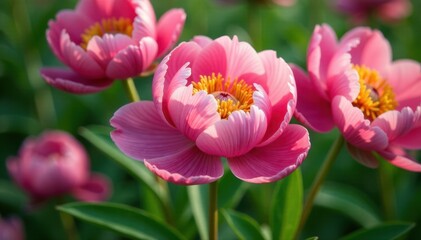 Fototapeta premium Colorful peony flowers in a garden , peonies, kitschy