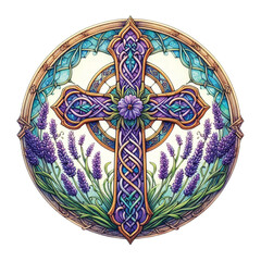 Lavender Blessing & Cross Stained Glass