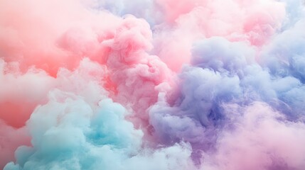 Ethereal Cloudscape: Soft pastel clouds swirl together to create an abstract and dreamy visual, with shades of pink, blue, and purple blending seamlessly.