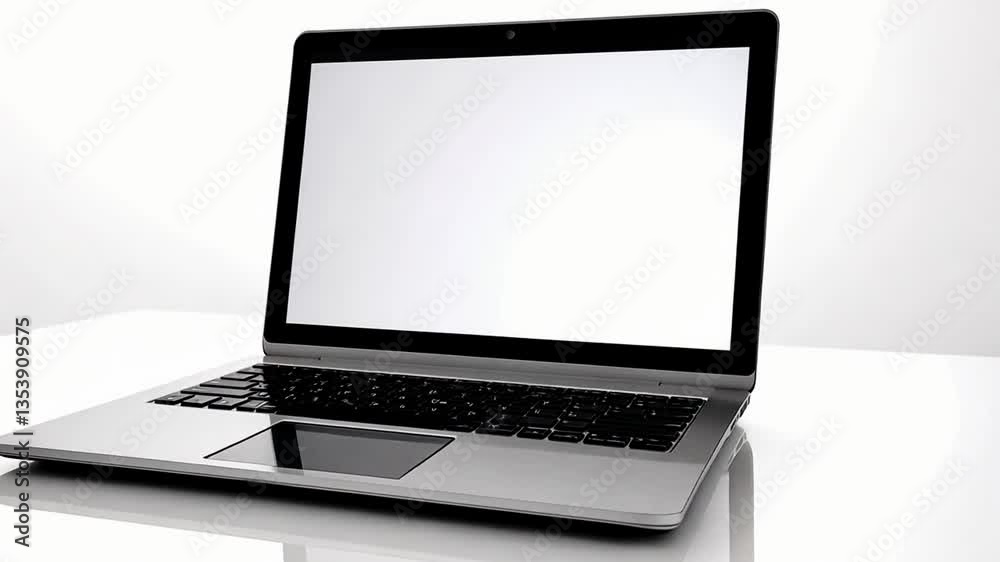 Poster isolated laptop ready for use on white background with empty screen generative ai
