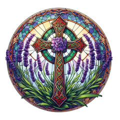 Lavender Blessing & Cross Stained Glass