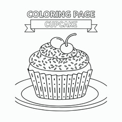 cupcake outlines coloring pages for kids' vector art illustrations. International Children's Book Day.