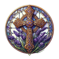 Lavender Blessing & Cross Stained Glass