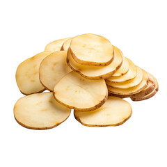  slices of potatoes on transparent background