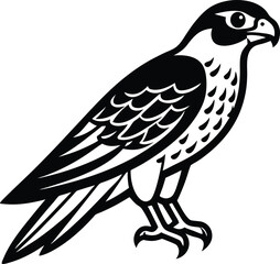 Stylized Falcon Striking Black and White Bird of Prey Design