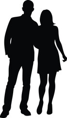 human couple silhouette vector art
