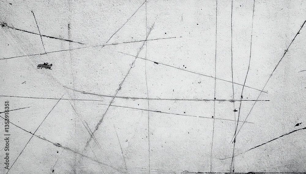 Poster minimalist scratched surface texture with abstract black lines on white concrete, perfect for backgr