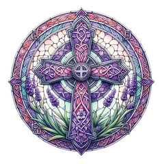Lavender Blessing & Cross Stained Glass