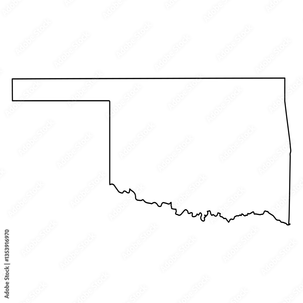 Poster outlined vector map of oklahoma state isolated on white background