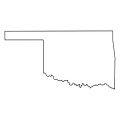 Outlined vector map of Oklahoma state isolated on white background