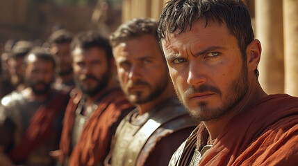Roman Senators Conspiring in the Shadows to Assassinate Julius Caesar