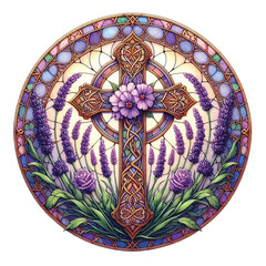 Lavender Blessing & Cross Stained Glass