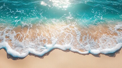 Obraz premium Sunny ocean wave washing ashore on sandy beach