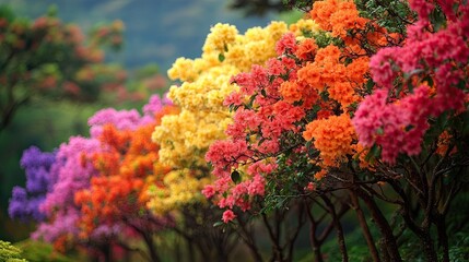 Flowering Trees - Beautiful flowering trees with colorful blossoms, ideal for spring, garden, and nature photography.