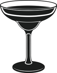 Classic Margarita Glass Silhouette - Black Vector Illustration