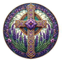 Lavender Blessing & Cross Stained Glass
