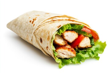 Preparing Delicious Chicken Wrap with Fresh Salad and Tortilla Bread