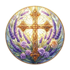 Lavender Blessing & Cross Stained Glass