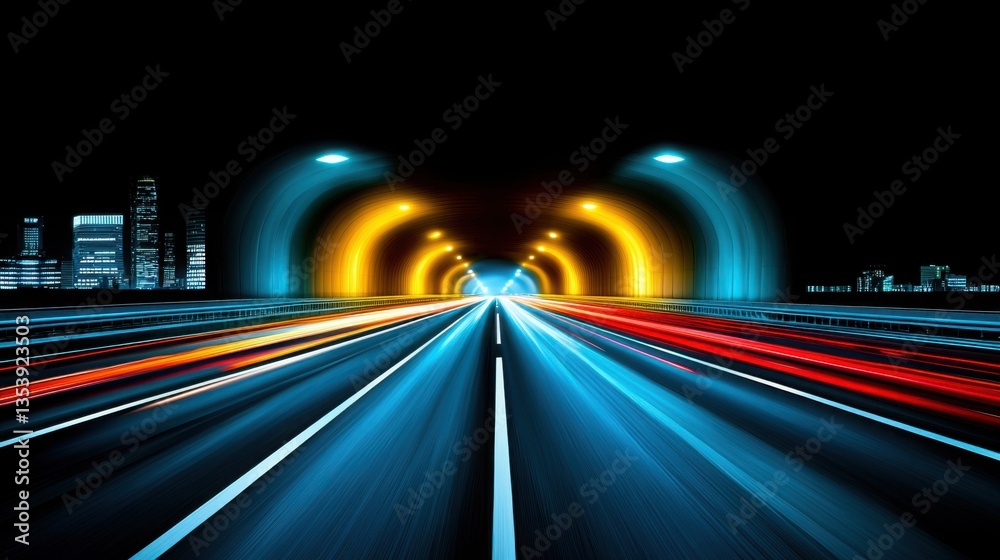 Poster dynamic view of a highway with light trails signifying automated privacy impact assessments for traf