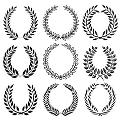  Laurel Wreath Vector Set - Classic Award and Achievement Symbols