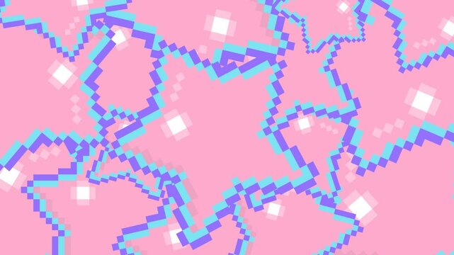 ドット絵の星が降るトランジション,ピクセルアート,ピンク,背景透過