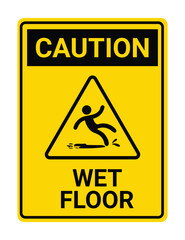 Obraz premium Caution slippery surface wet floor sign-15, Vector illustration isolated on white background