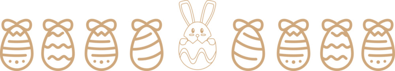 Easter eggs line art style border, divider, frame for easter background, banner, flyer, card design