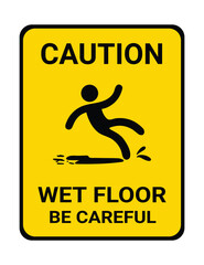Caution slippery surface wet floor sign-5, Vector illustration isolated on white background