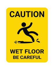 Caution slippery surface wet floor sign-6, Vector illustration isolated on white background