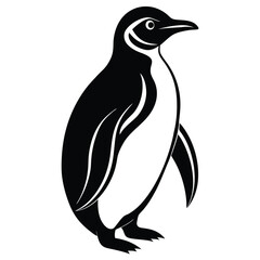 Fototapeta premium Black silhouettes of penguin on a white background